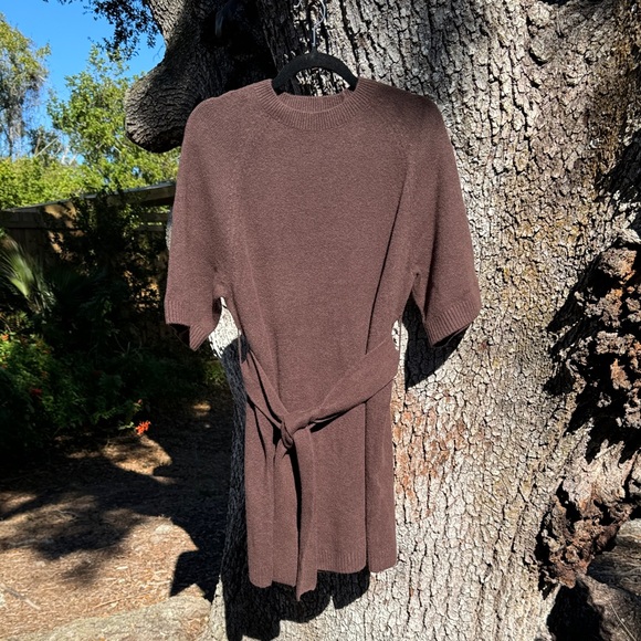 NWOT & Other Stories Chocolate Brown knit belted wide sleeve mini dress.Size S - Picture 5 of 10